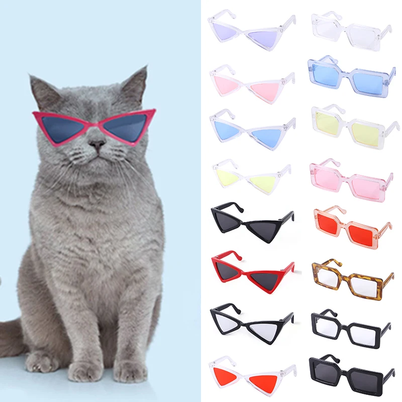 

Multicolor Optionally Cool Cat Glasses Fashioning Triangle Framed Mirror Square Glasses Take A Photograph Props Pet Accessories