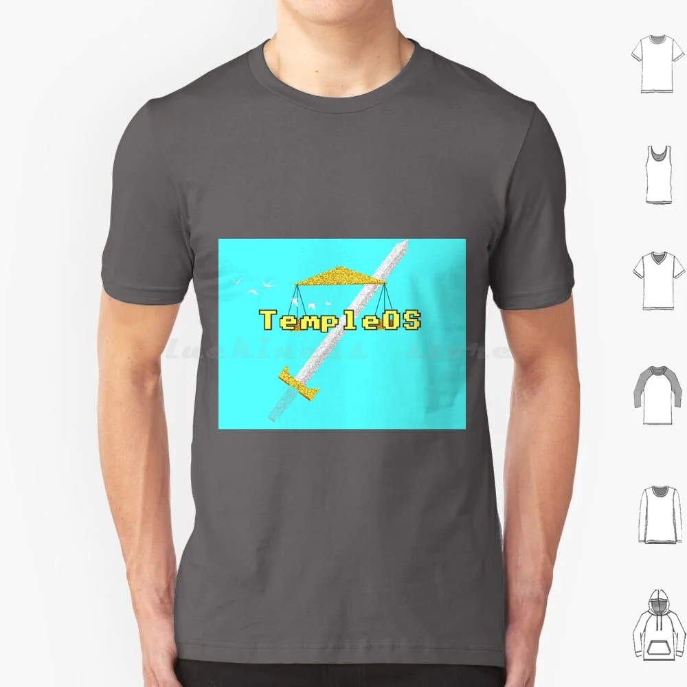 

Футболка Templeos 6Xl, хлопковая крутая футболка, компьютерная махровая футболка с логотипом Templeos Meme Os, с изображением синего меча, религии Святой храма Os