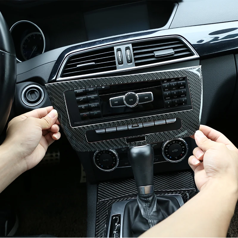 

1 шт. мягкое углеродное волокно для Mercedes Benz C Class W204 2011-2013, автомобильные аксессуары, наклейка на панель мультимедийных переключателей