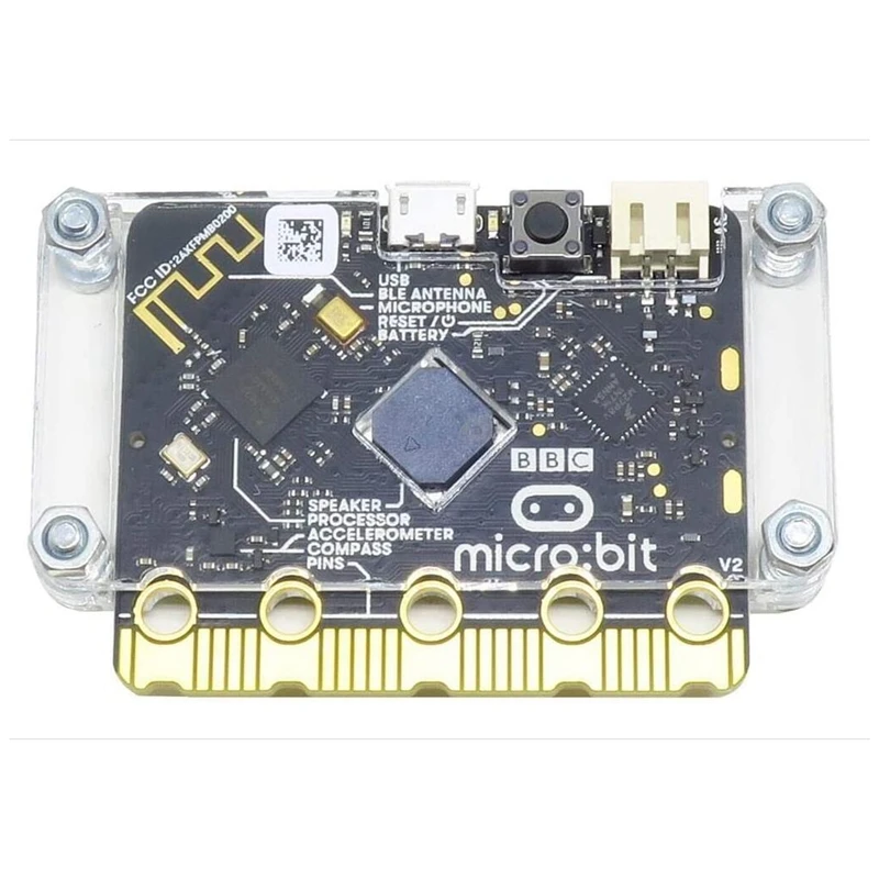 Стартовый комплект Microbit Board V2 имеет встроенные динамики и микрофон с поддержкой