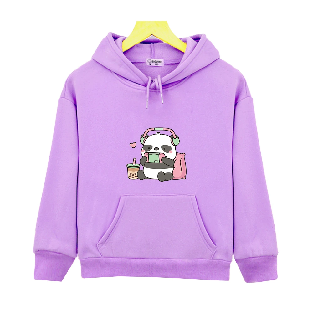 

Cute Panda Hoodie with Headphones Print Kids Sweatshirts Pullover for Boy Fashion Toddler Kawaii Hoodies for Teen Girls outfits