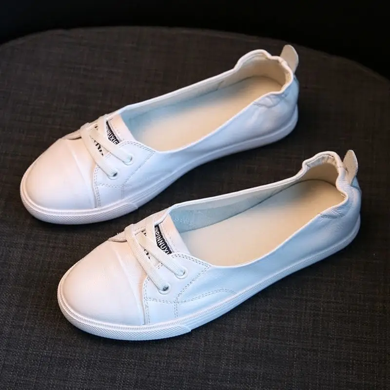 

New Fashion Casual Round Toe Sneakers Leisure Trendy Nonsense Flat Shoes Student Sneakers Slip on Footwear Women White Shoes