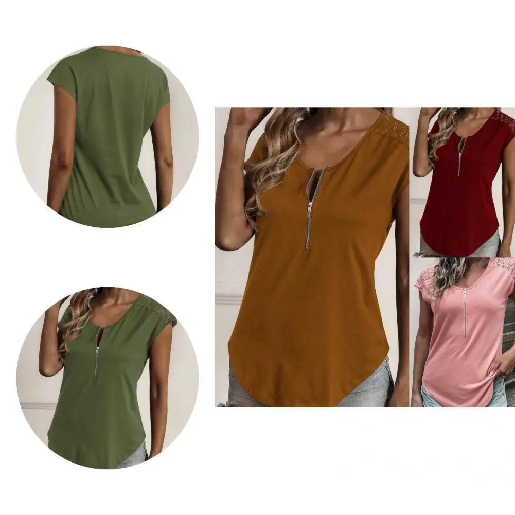 

Wear Resistant Quick Drying Irregular Hem Summer T-shirts for Going Out