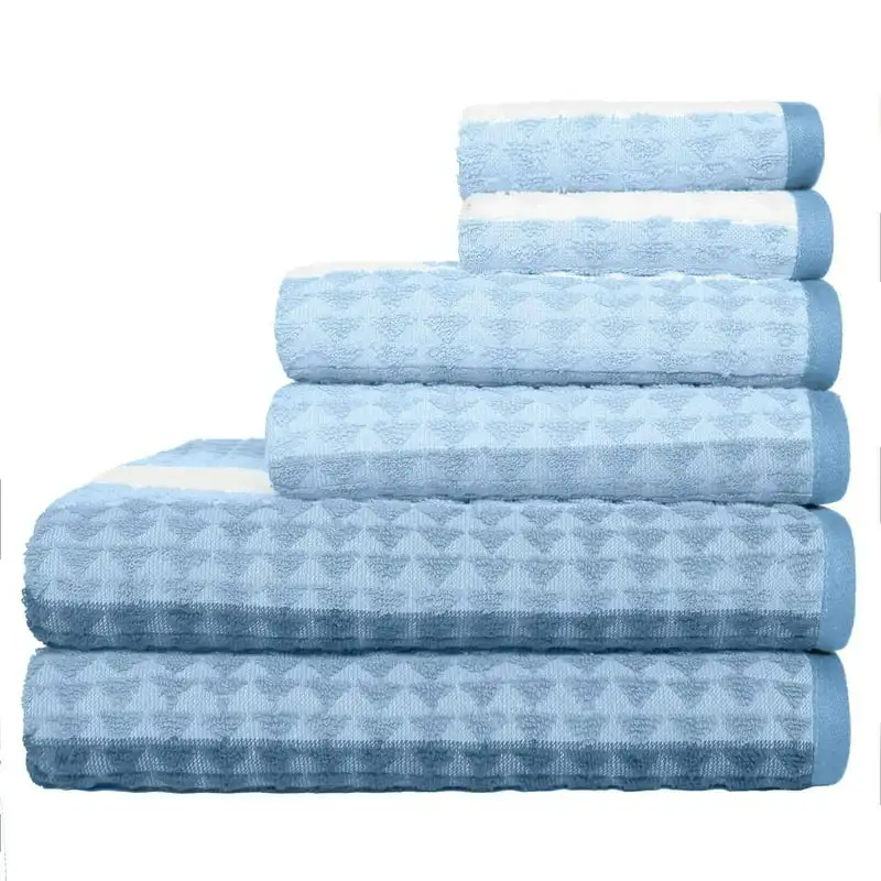 

Harper Brayson Stripe 6 Piece Bath Towel Set in Heritage Blue