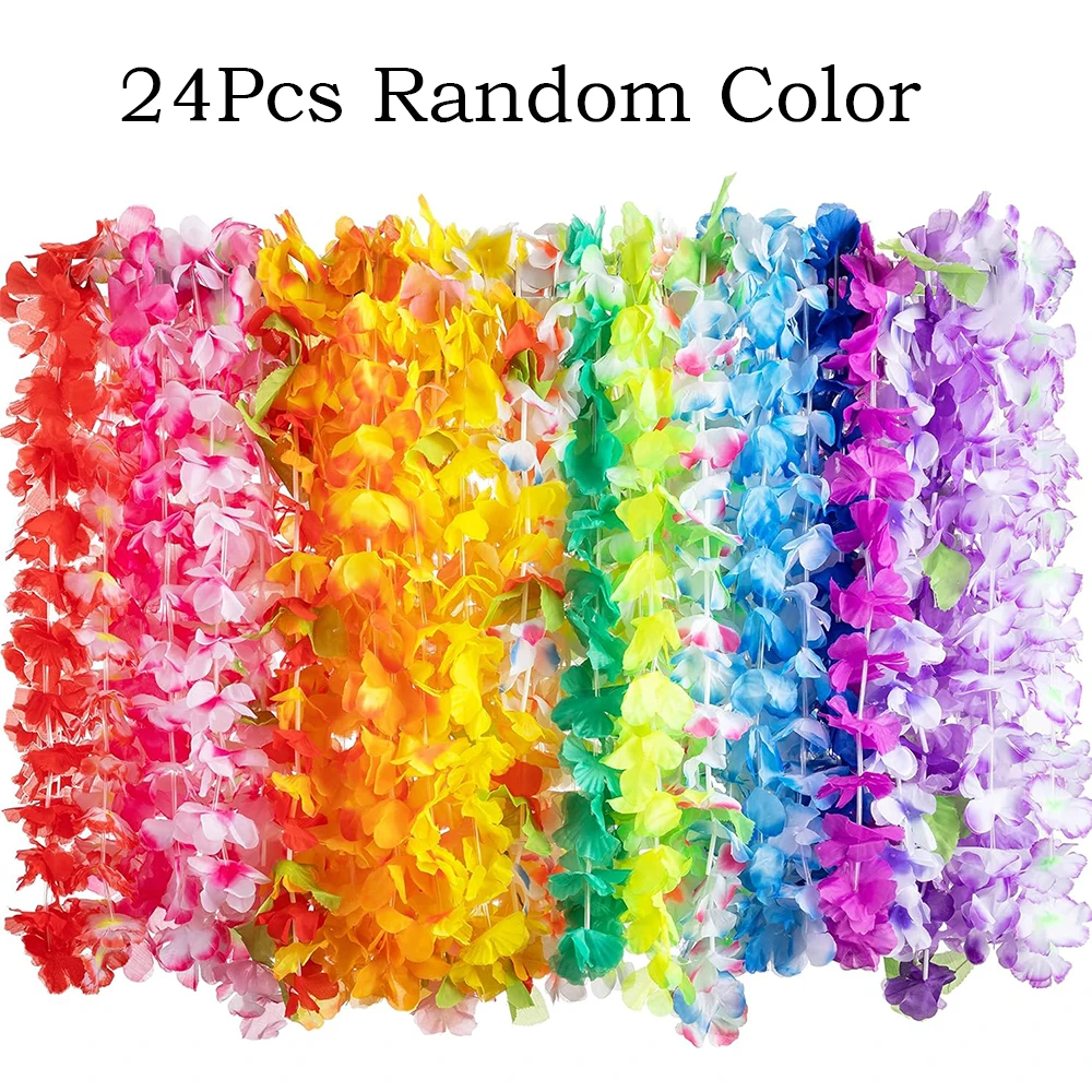 

Гавайские ожерелья с цветами Surpsea, полиэстер, набор из 12/24 штук