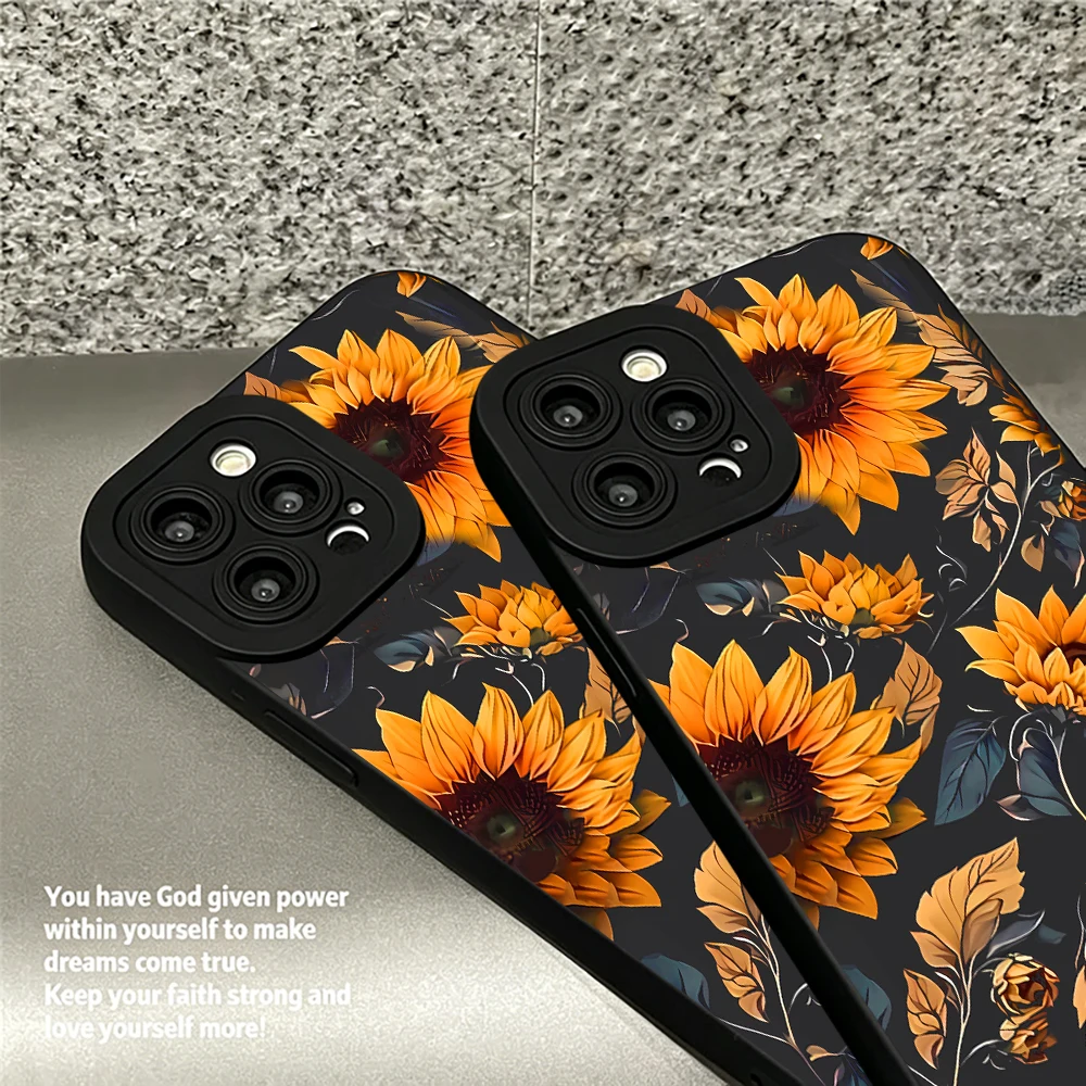 Фото Чехол для телефона с золотыми подсолнухами для Samsung Galaxy S26 Ultra S25 S24 S23 S22 Plus Ultra FE A56 A55 A54 A36 A35 A34 A33, мягкий чехол №5