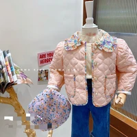 girls coat jacket cotton%c2%a0outwear overcoat 2022 floral warm thicken plus velvet winter autumn teenager childrens clothing