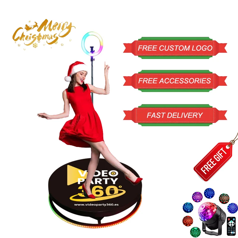 

New Arrival 100CM Tempered Glass Base 360 Photo Booth Indoor /Outdoor Entertainment Equiment Wedding Events Rotating Machine