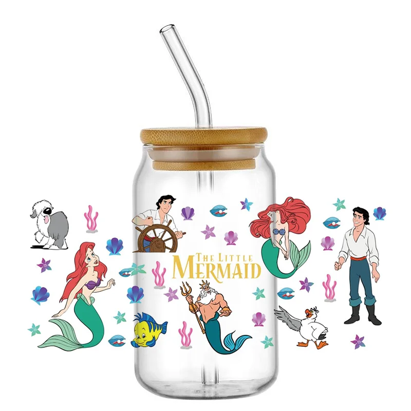 Miniso 3D переводная наклейка русалка принцесса уф DTF печатная оберточная для