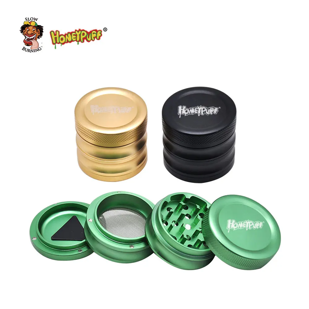 

HONEYPUFF Aircraft Aluminum Herb Grinder 4 Layers 56MM Grinder Crusher Spice Small And Heavy Design Mellow Solid Texture
