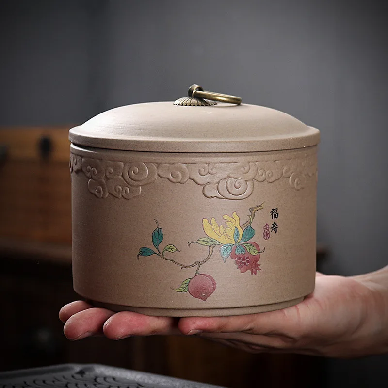 

Creative Ceramic Tea Cans Straight Plant Flower and Bird Candy Coffee Beans Sealed Cans Exquisite Pu'er Black Tea Storage Cans