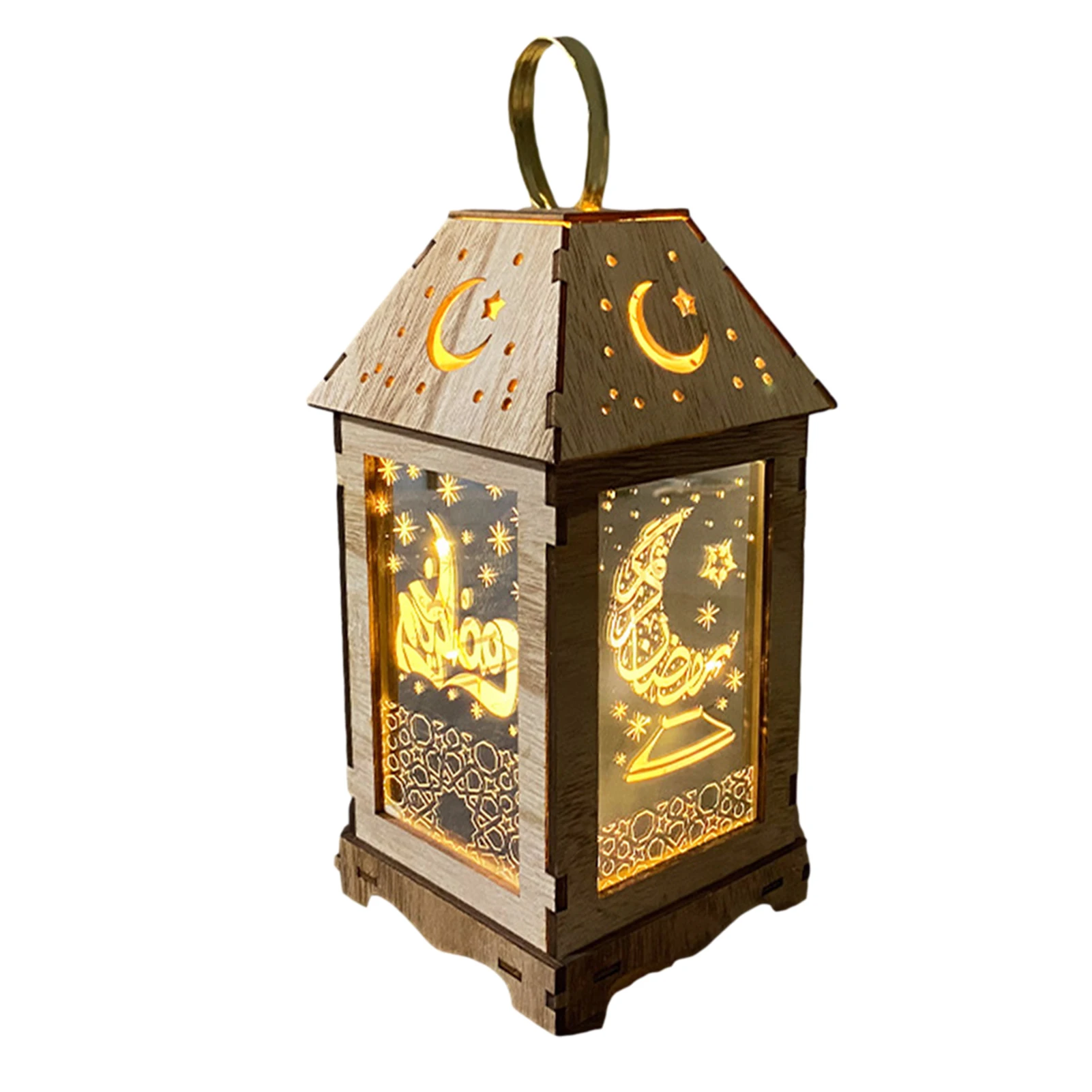 

Wooden Moon LED Lamp Ramadan Lantern Decorations Muslim Eid Mubarak Crafts Ornaments Light Home Party Office Party Supplies