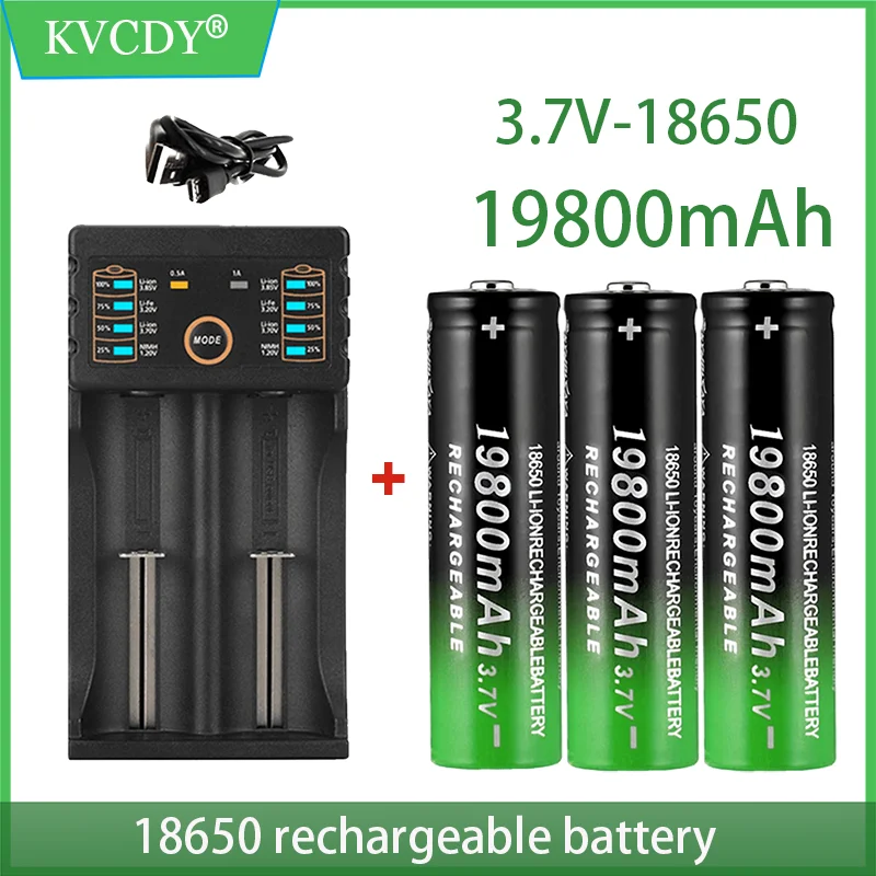 

18650 Battery High Quality 3.7V 19800mAh 18650 Li-ion batteries Rechargeable Battery +Charger (Free shipping)