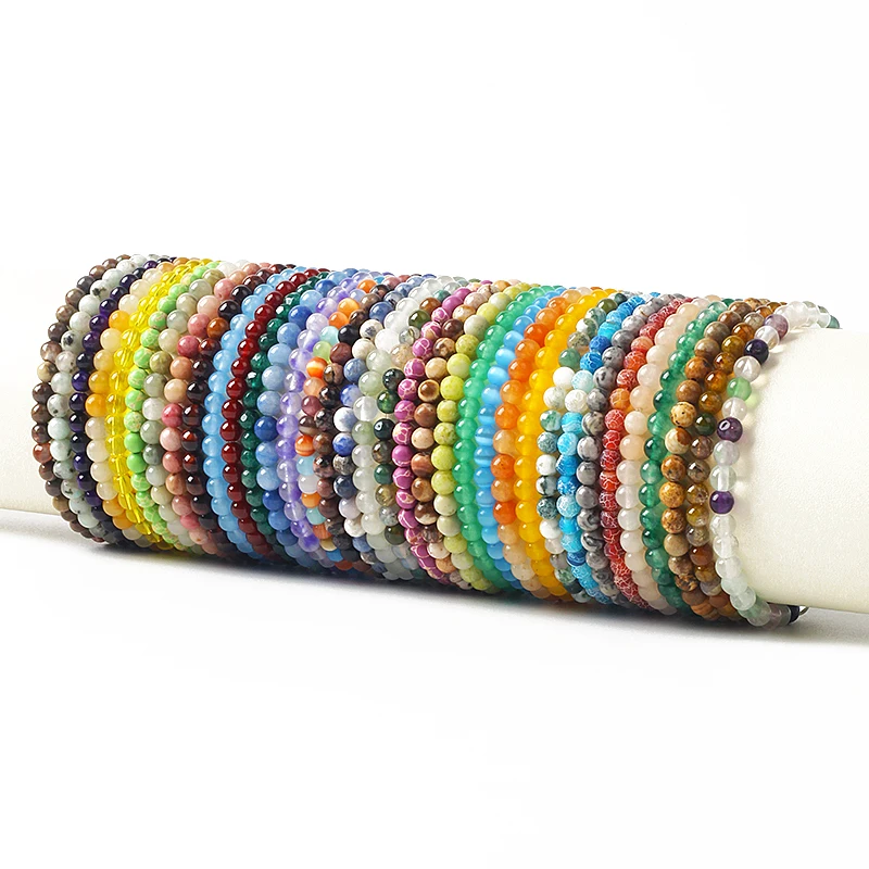

4mm Natural Opal Beads Bracelets Women 41 Style Energy Stone Handmade Elastic Yoga Bangle Quartz Agate Sodalite Pulsera Jewelry