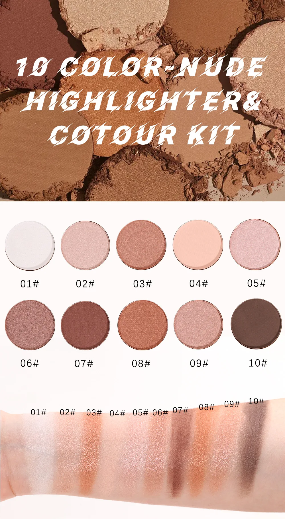 MISS ROSE 10 цветов блестящие пигменты телесный хайлайтер палитра ярких хайлайтеров