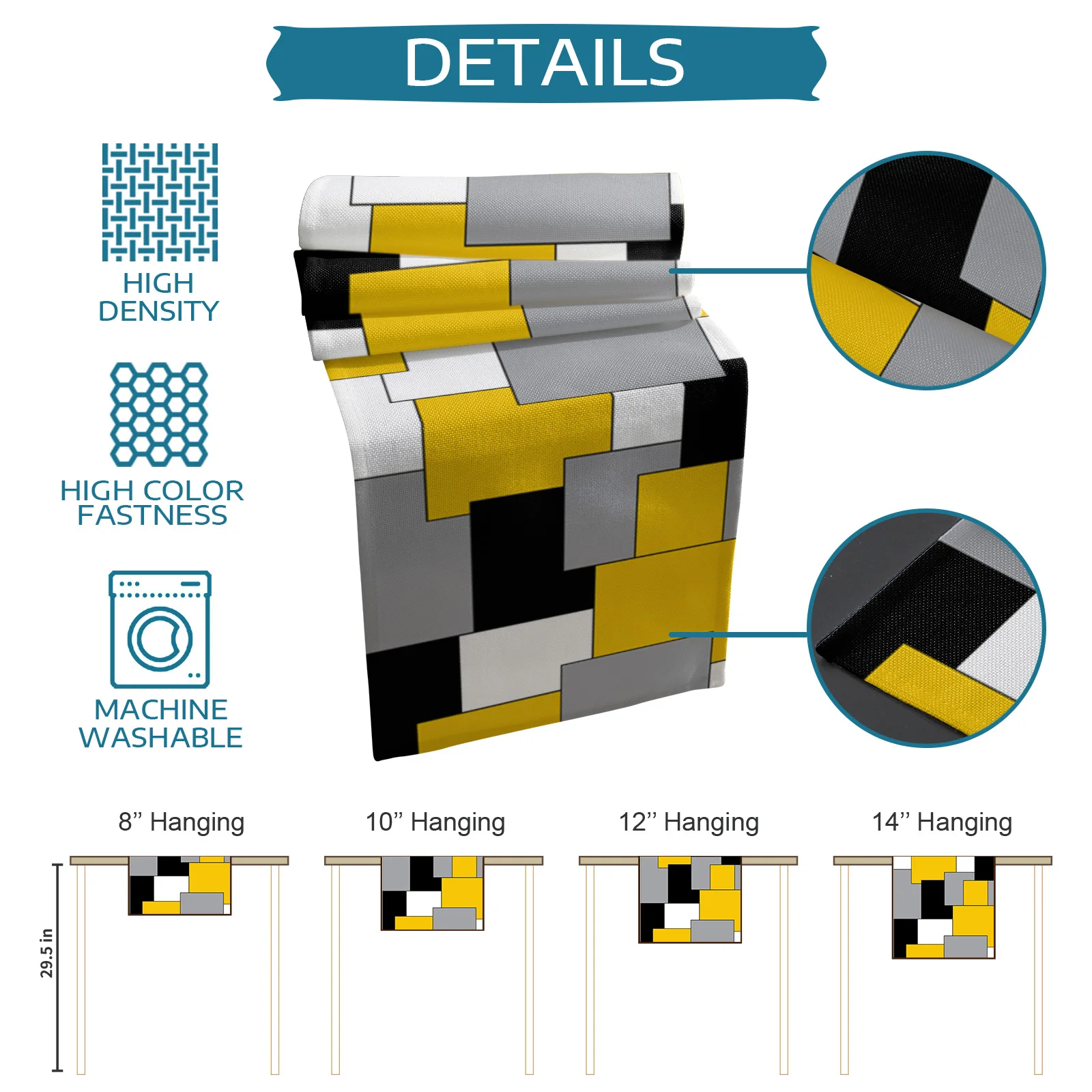 Yellow Mosaic Color Abstract Art Table Runner Luxury Wedding Decoration Cover Christmas Tablecloth |