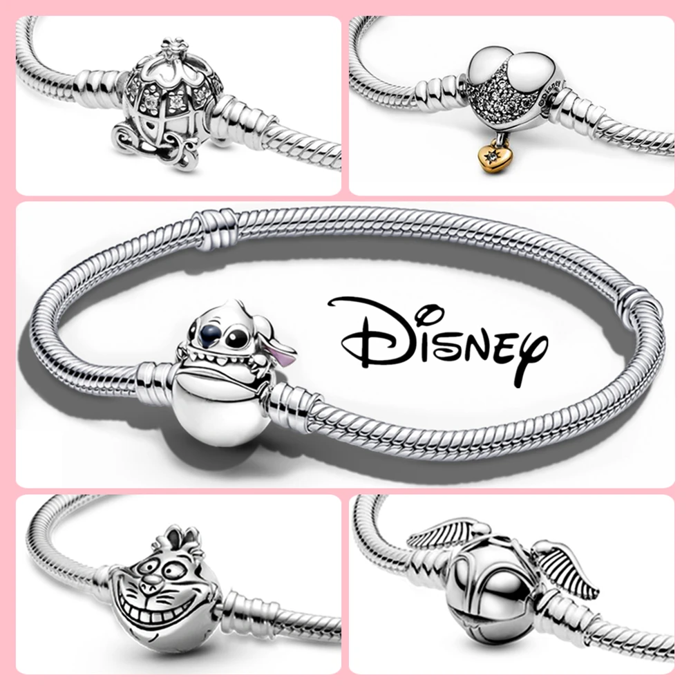 Disney-Bracelet en argent regardé 925 pour femme, Moments Rotterdam, Kling TureMouse Coussins Fermoir, Salle JOBracelet, DIY Charms, Perles