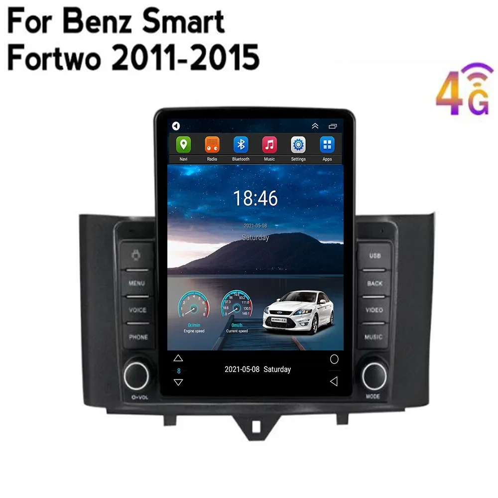 

Android 12, автомобильная Вертикальная магнитола Tesla для Mercedes Benz Smart Fortwo 2011-2015 GPS