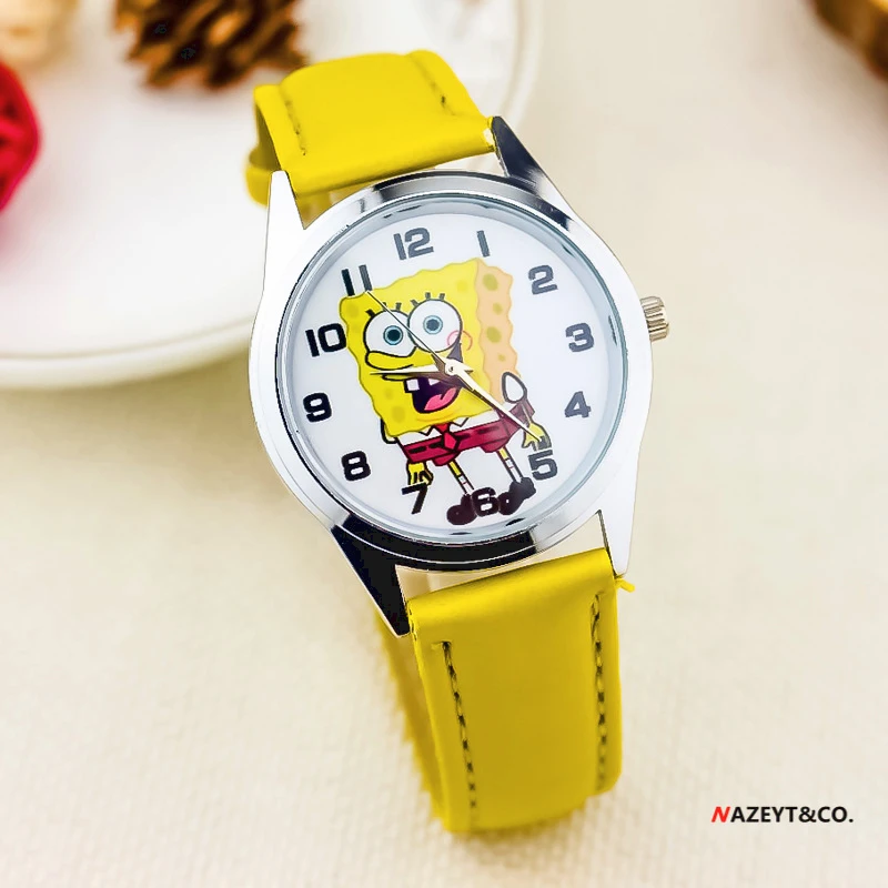 Купи Children's Watch Anime Character SpongeBob Patrick Star PU Belt Digital Pointer Quartz kids Watch for boys girls birthday gifts за 156 рублей в магазине AliExpress