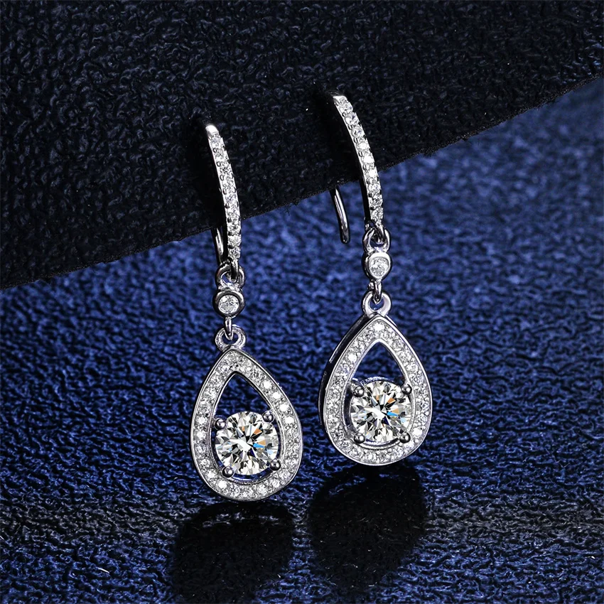 

Tbestone 100% S925 Sterling Silver Moissanite Tassel Water Drop High Quality Hollow Luxury Wedding Party Earrings For Women