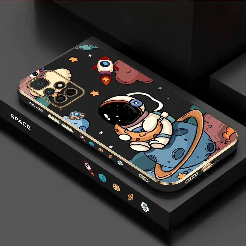

Moon Astronauts Luxury Plating Phone Case For Xiaomi Redmi 10 12C 10C 10A 9 9T 9A A1 9C Cover