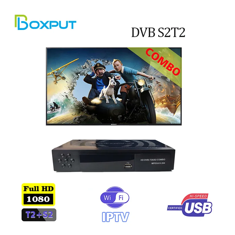 DVB T2 S2 Combo Satellite Pot WiFi dongle H.264 NewCamd m3u DVB-T2/T и DVB-S2/S поддержка iptv Smart Set-top Box |