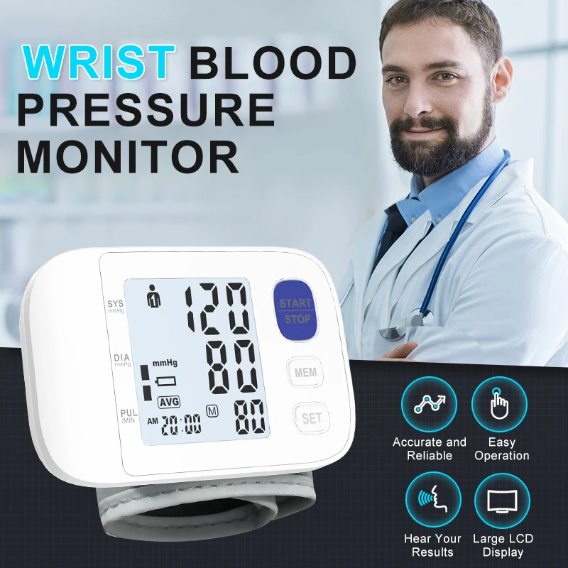 Тонометр AiQUE на запястье с подсветкой автоматический цифровой пульсометр