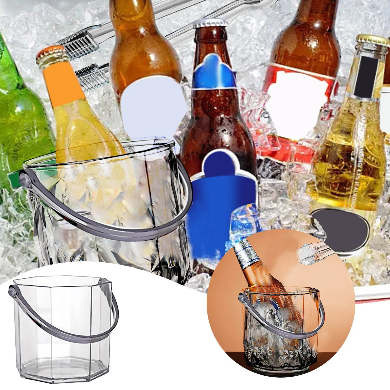 

Plastic Transparent Ingot Ice Bucket Acrylic Champagne Bucket Beer Big Ice Wine Bucket Ice Grain Bucket Home Bar Ktv