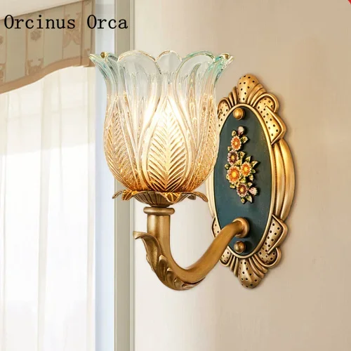 Медный настенный светильник в европейском стиле ретро гостиная коридор спальня