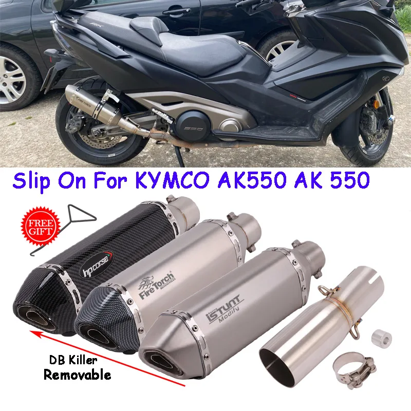 

Slip On For KYMCO AK550 AK 550 Motorcycle Exhaust Escape Modified Middle Link Pipe Connecting 51mm Moto Muffler DB Killer