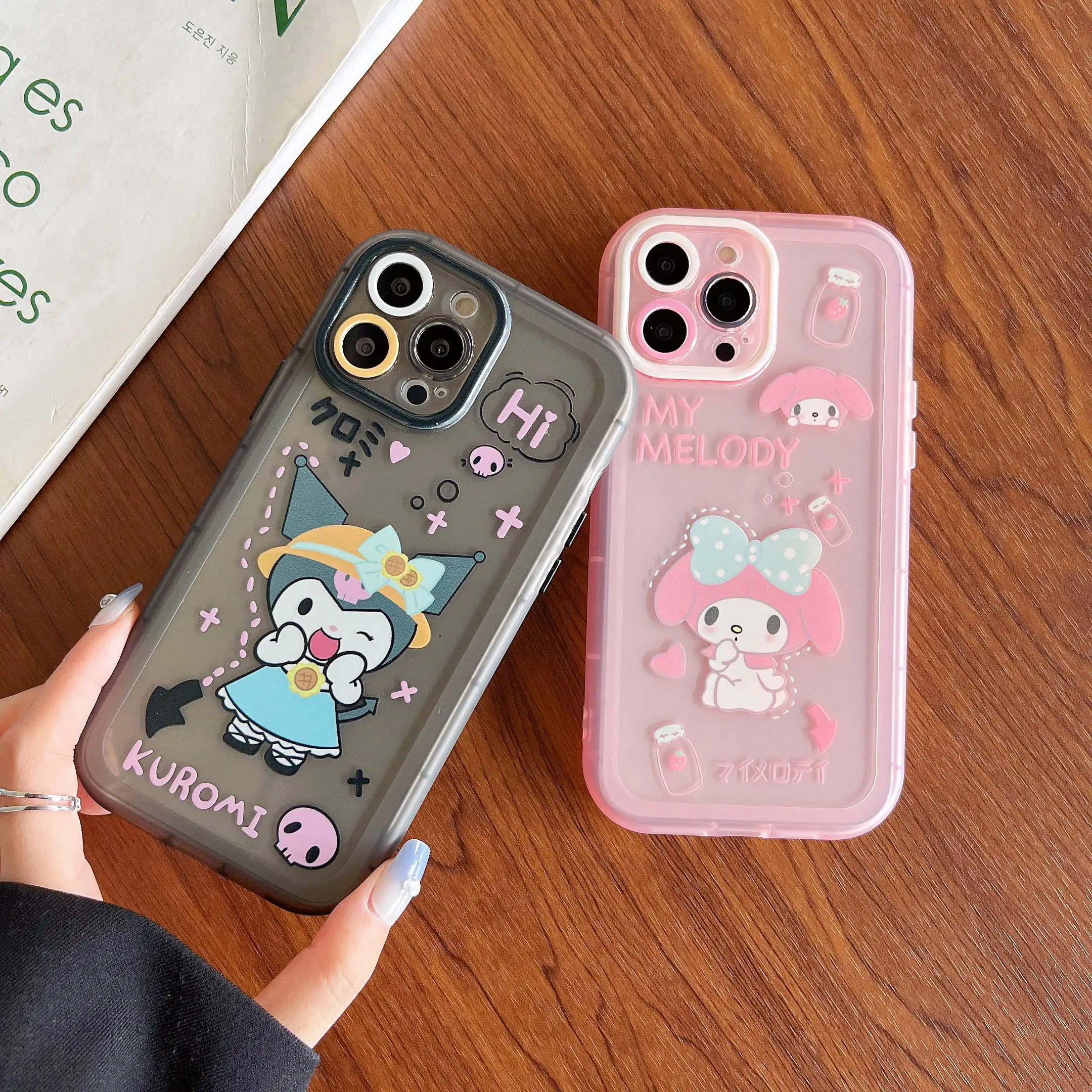 

My Melody Kuromi Drop Resistant Phone Cases For iPhone 13 12 11 Pro Max Mini XR XS MAX X Back Cover