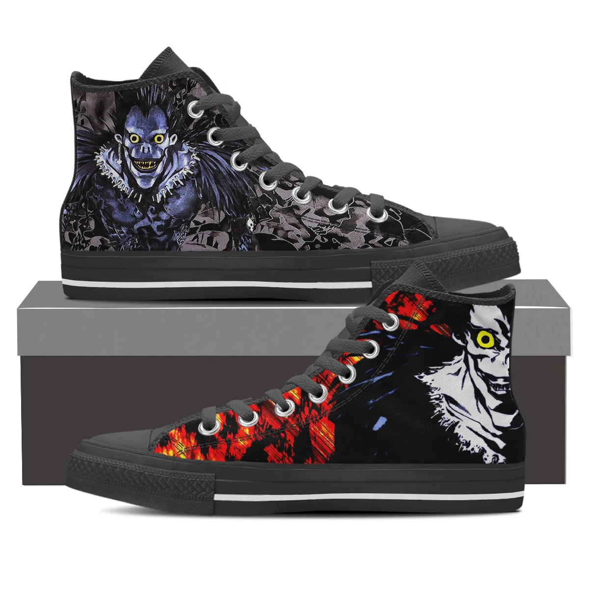 

Кроссовки New Death Note мужские высокие, модные стильные прочные кеды на шнуровке, повседневные Нескользящие, с круглым носком, на заказ
