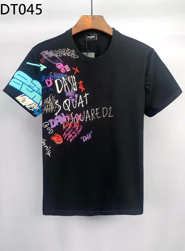 

2023 New Dsquared2 Women/Men's Colorful Alphabet Graffiti Stylish Cotton Summer Top T Shirts Couple Outfit DT045#