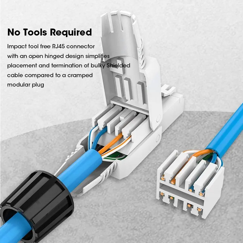 Разъемы ZoeRax RJ45 Cat6A Cat7 Cat8 безинструментальные многоразовые экранированные