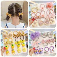 101112 pcs children cute cartoon flower bow elastic hair bands baby girls sweet scrunchies rubber bands kids hair accessories
