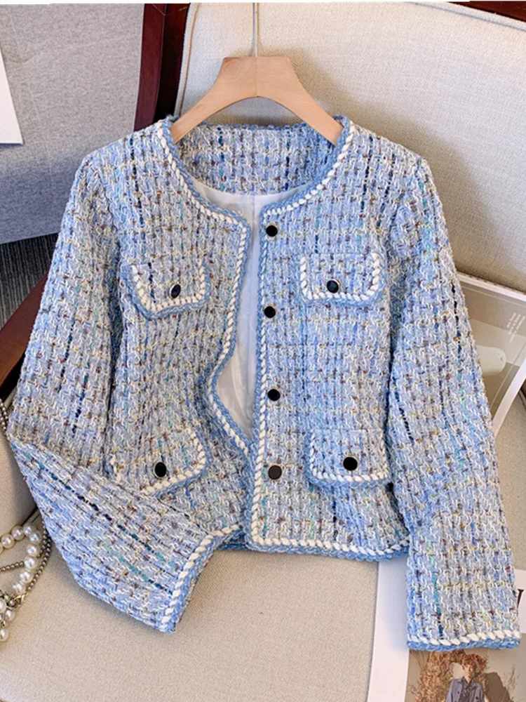 

SMTHMA French Woolen Tweed Coat Fashion High-End Short Slim Temperament Spring And Autumn Korean Coats Women Jacket