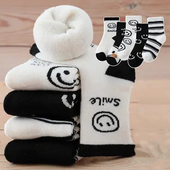 Children's Socks 5 Pairs Winter Thick Terry Keep Warm New Year Kids Socks For Boys Girls 5