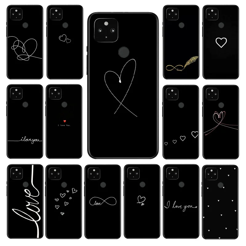 

Black Simple Lines Love Heart Phone Case for Google Pixel 7 Pro 6A 6 Pro 5A 4A 3A Pixel 4 XL Pixel 5 6 4 3 XL 3A XL 2 XL
