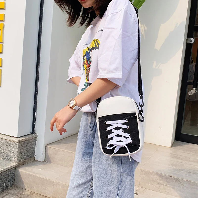 

New Women Bag Canvas Bag Creative Personality Shoes Shape Shoulder Crossbody Bag Female Funny Handbag and Purses