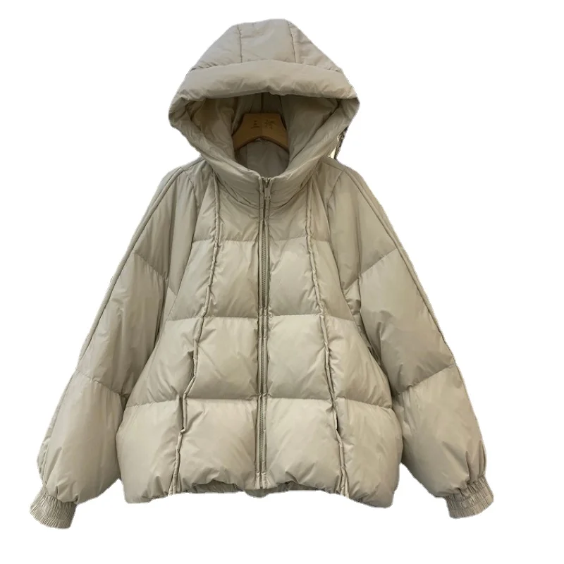 

2022 Korean Down Jacket Women Winter New Women Hooded Warm Bread White Duck Down Coat Long Sleeve Chaquetas De Mujer 여성자켓 H473