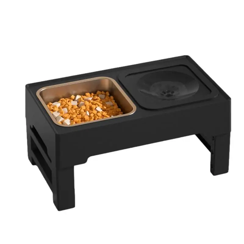

Elevated Dog Feeder Height Adjustable Dog Bowl Non-Slip Slow Feeder Tall Dog Bowl Stand With 2 Steel Bowls To Elevate Health