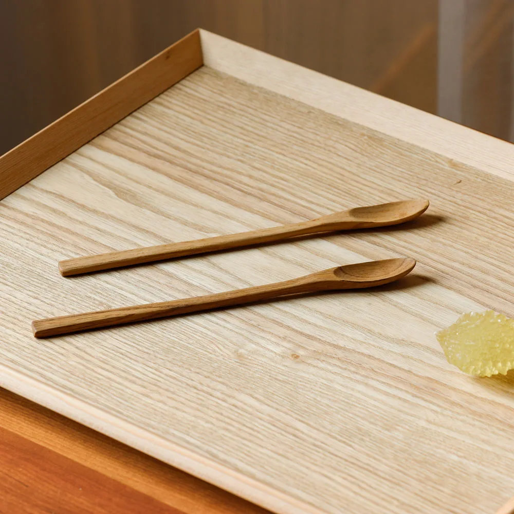 

Chen Home Household natural dessert milk tea wooden chestnut coffee stirring simple long handle tea measuring spoon 20cm 2pcs