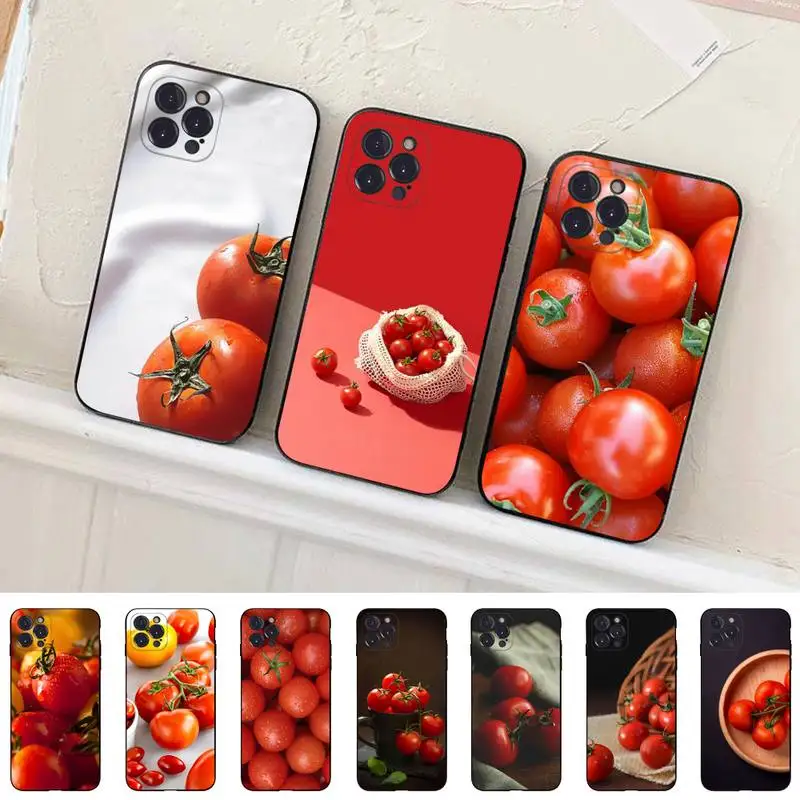 

Japan Korea Cute Tomato Pattern Phone Case For iPhone 13 Pro MAX 14 11 12 Mini X XS XR 6 7 8 Plus SE 2020 Soft TPU Cover