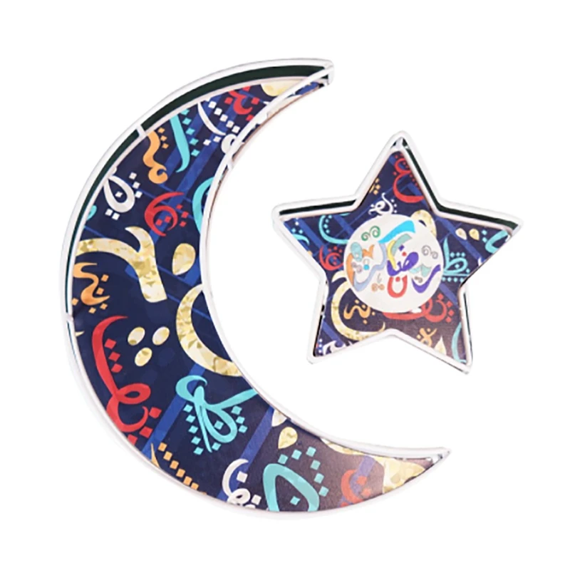 

2 шт. Eid Mubarak Кондитерская тарелка, железная луна, звезда, поднос для подачи еды Eid Al Fitr украшения на Рамадан для дома