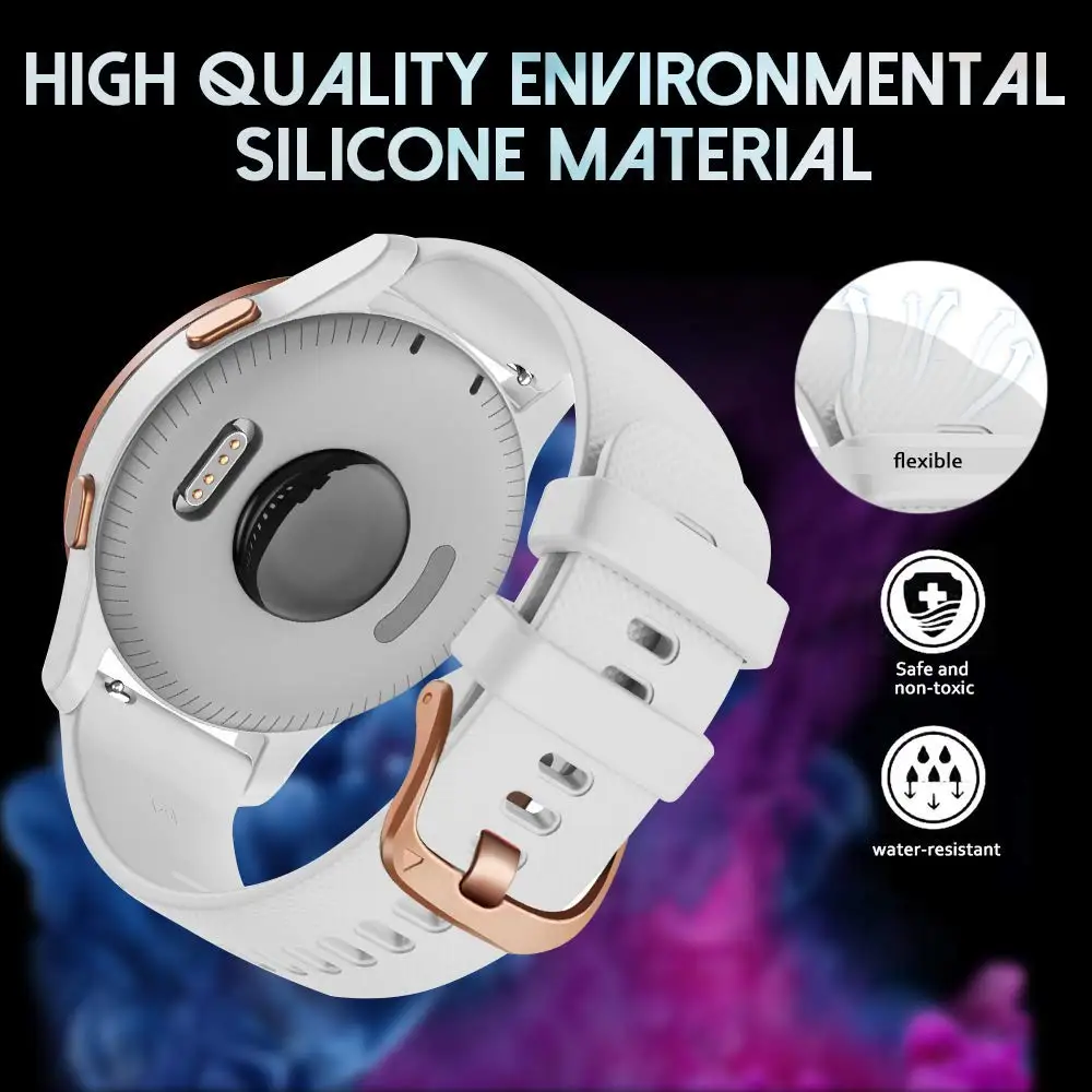 

For Garmin Venu/Venu 2 Plus/Venu Sq/Venu Sq 2/ Vivoactive 3 Watch Band, 20mm Quick Release Silicone Strap for Forerunner 245/645