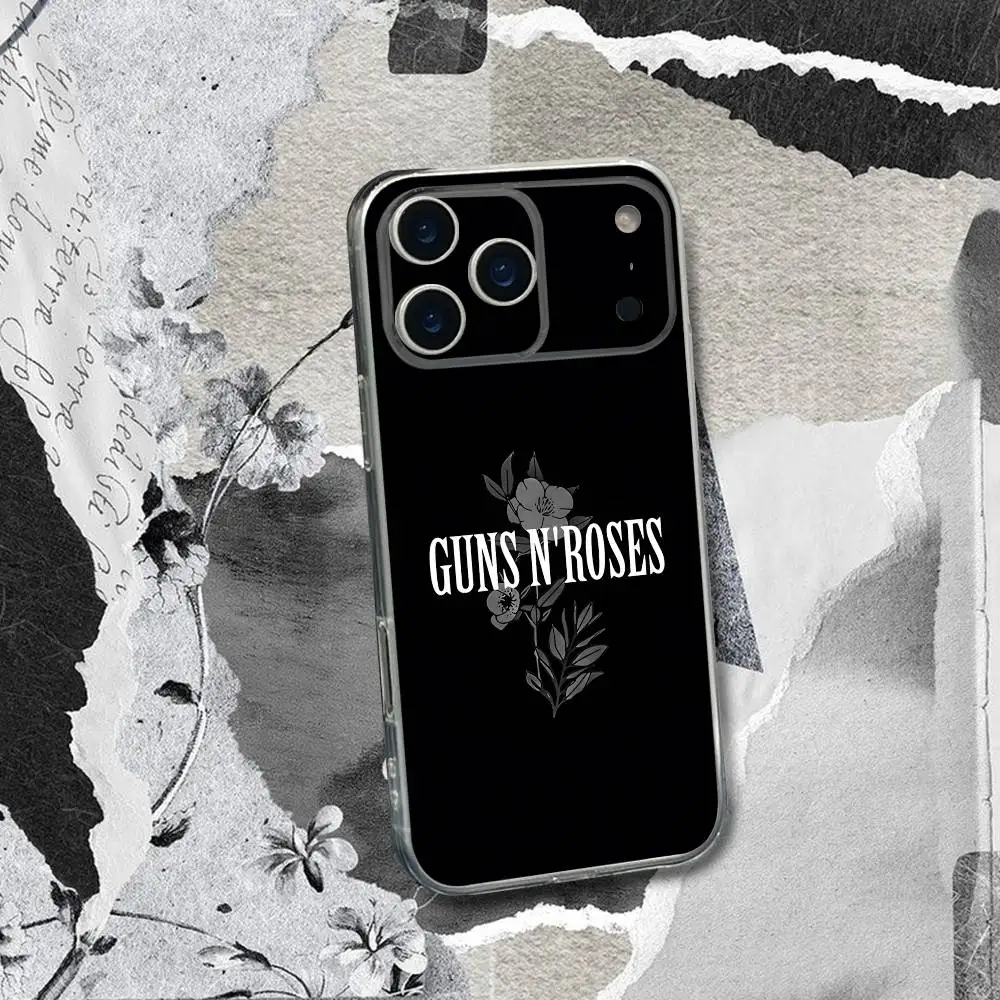 Прозрачный пылезащитный мягкий чехол G-Guns N R-Roses для iPhone 17, 16, 15, 14, 13, 12, 11 Plus, Pro, Max, XR, XS, X, 7, 8 Plus, SE, Mini (art.: 3920da88acf71) - 3920da88acf71