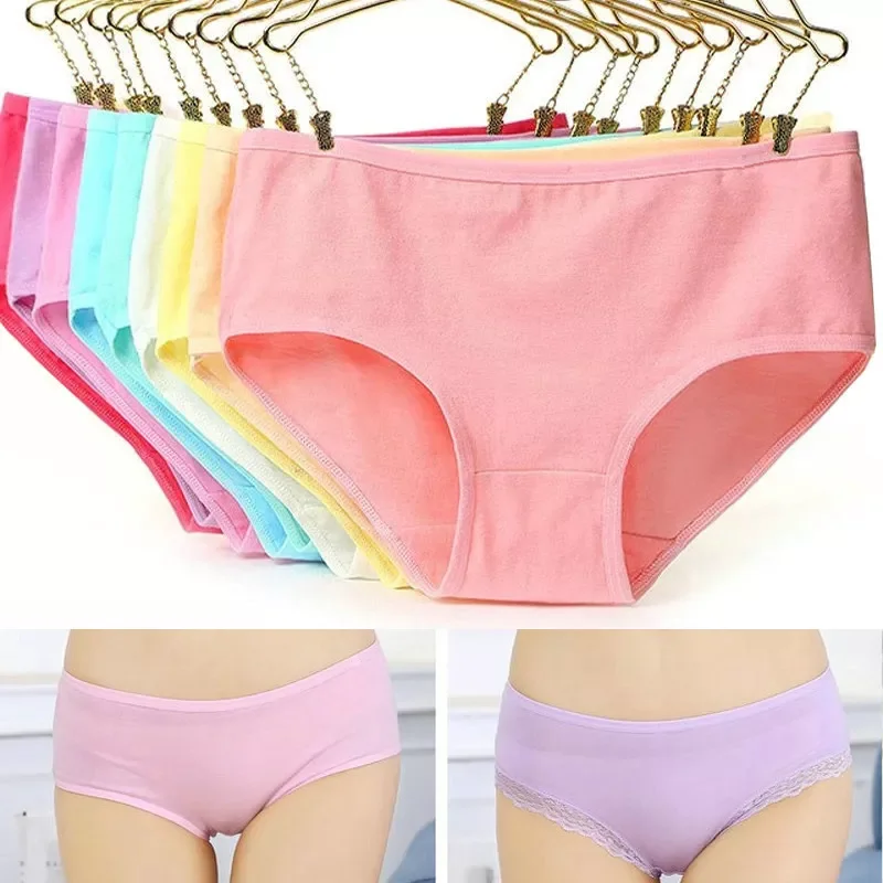 Cotton Women Panties Underwear 95% Cotton Breathable Solid Candy Color Women Girl Briefs Underpant Lingerie Panty