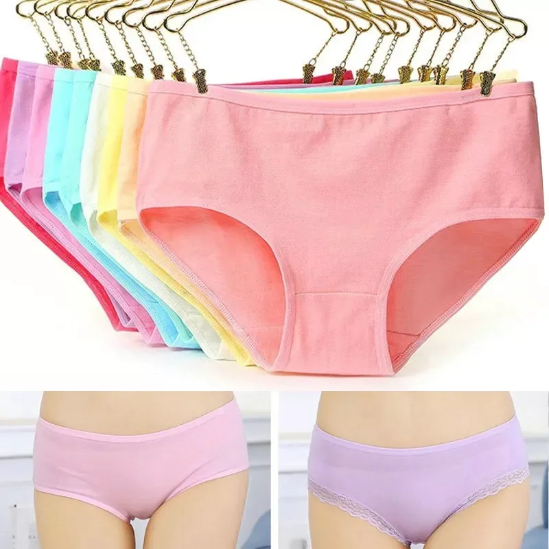 

Cotton Women Panties Underwear 95% Cotton Breathable Solid Candy Color Women Girl Briefs Underpant Lingerie Panty