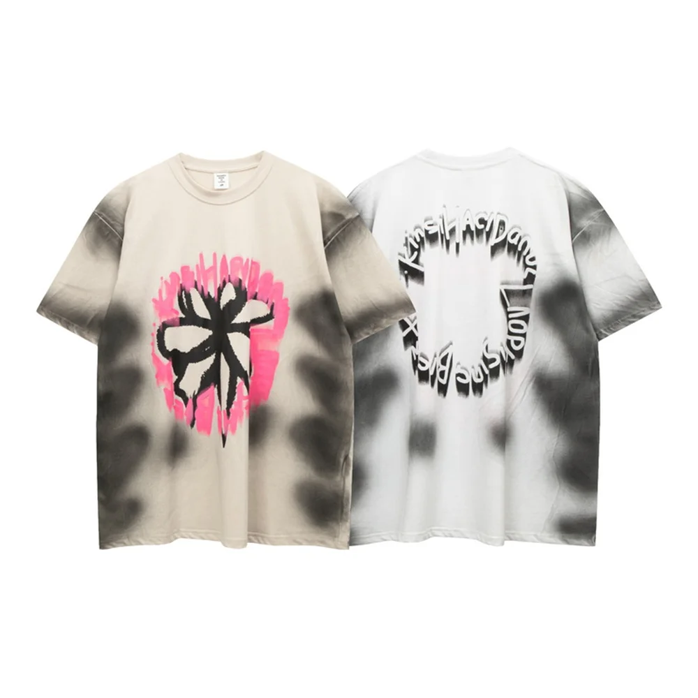 

Cotton American Lazy Wind Summer Design Small Couple Short Sleeve T-Shirt Top Loose T-Shirt