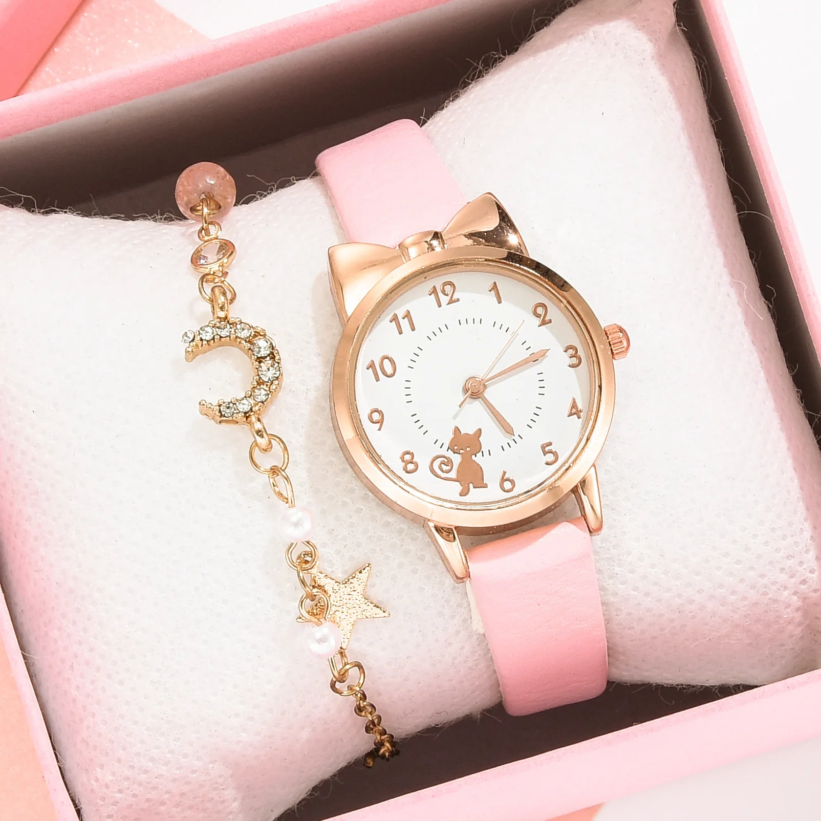 

Reloj De Mujer с патроном гатито 2022 Pu с игра с кварцевым простым для студентов маленький эскалатор Reloj De Mujer